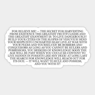 Friedrich Nietzsche  "The Gay Science" Book Quote Sticker